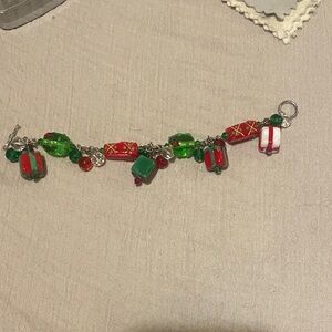 Festive Red and Green holiday Charm Bracelet